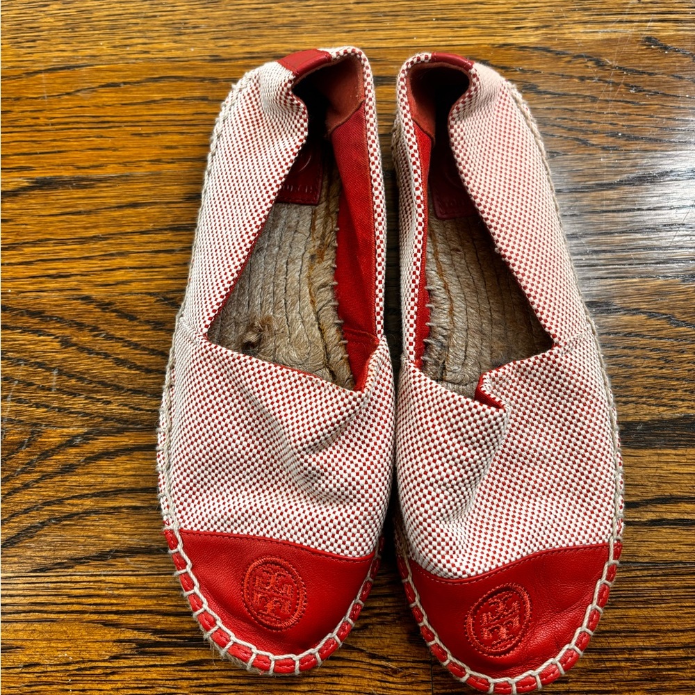Tory Burch Red and White Espadrilles